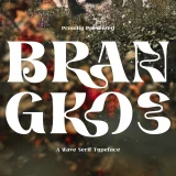 Brangkos A Wave Serif Typeface – Bold curves, organic flow — made for natural beauty brands.