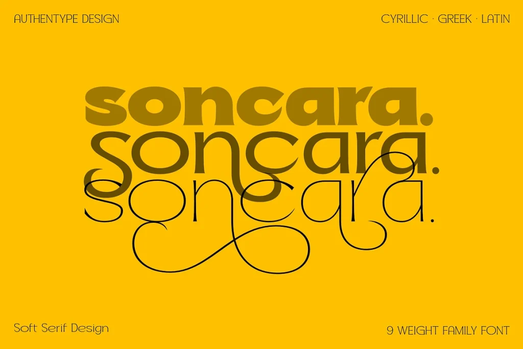 Soncara – Futuristic Soft Serif Font