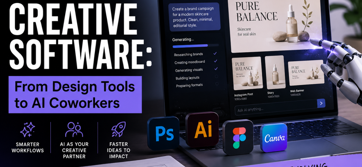 The future of creative software evolving from traditional design tools into AI coworkers